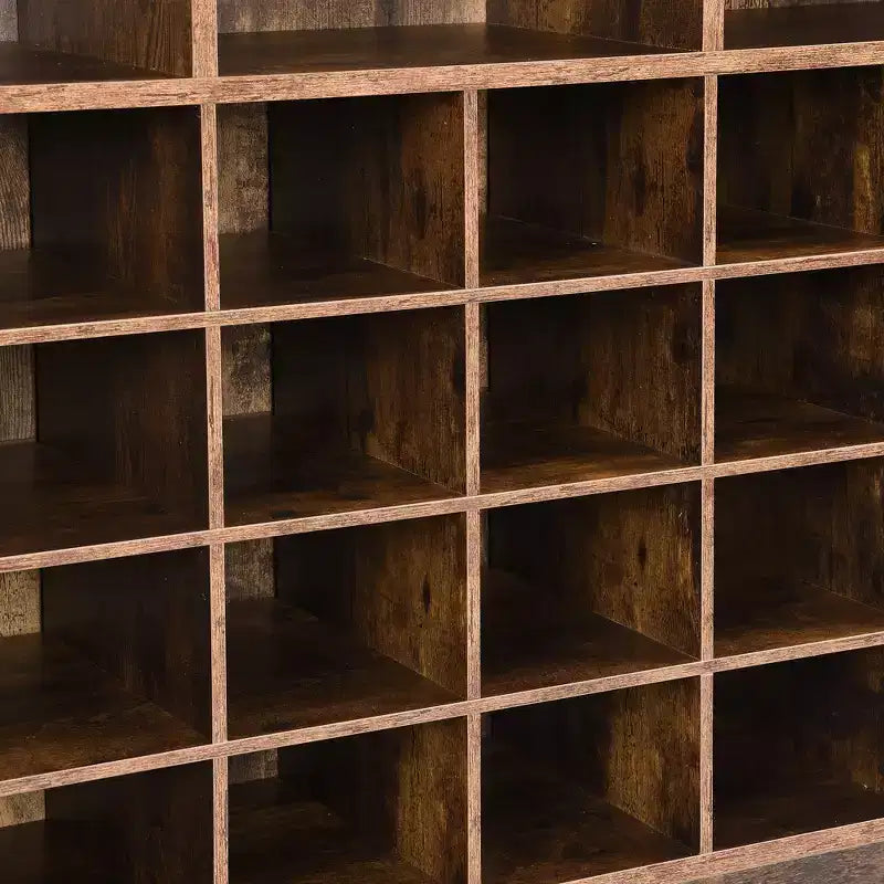 Meuble à chaussures rustique Whisen, porte-chaussures d'entrée avec console à 24 casiers et base incurvée