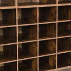 Meuble à chaussures rustique Whisen, porte-chaussures d'entrée avec console à 24 casiers et base incurvée