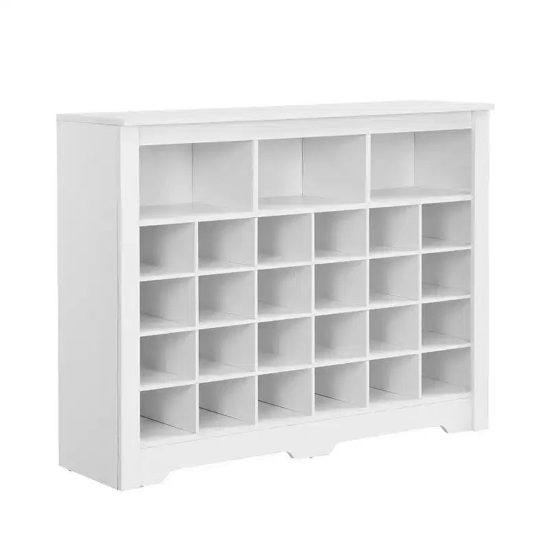 Meuble à chaussures rustique Whisen, porte-chaussures d'entrée avec console à 24 casiers et base incurvée