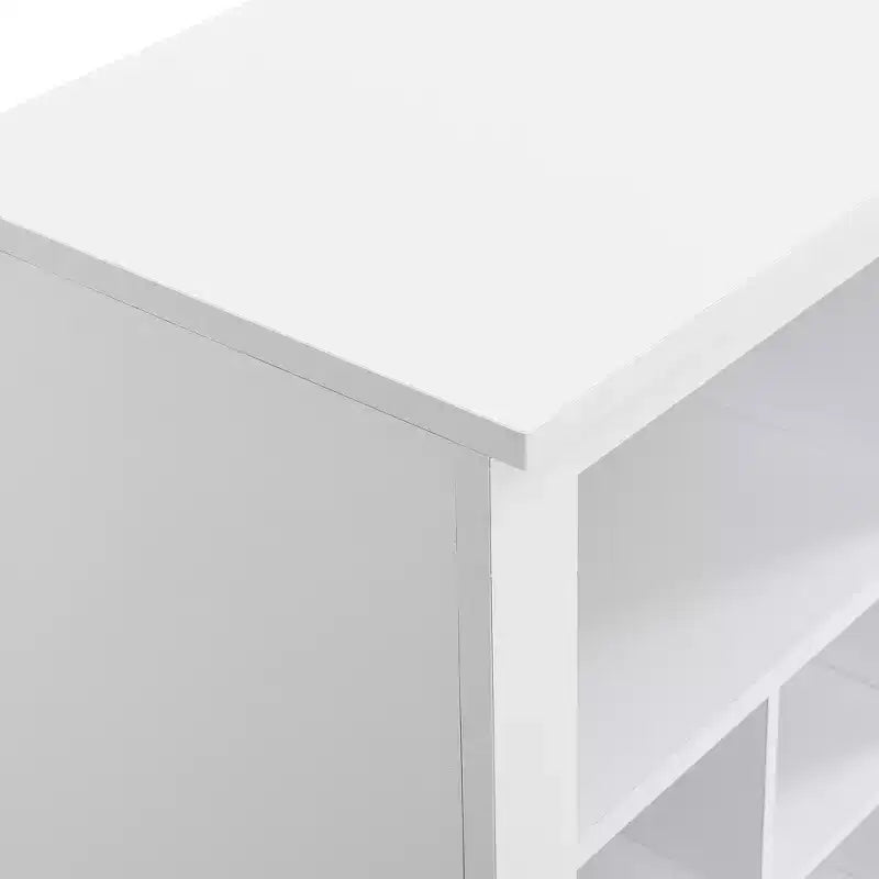 Meuble à chaussures rustique Whisen, porte-chaussures d'entrée avec console à 24 casiers et base incurvée