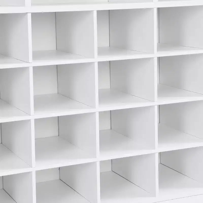 Meuble à chaussures rustique Whisen, porte-chaussures d'entrée avec console à 24 casiers et base incurvée