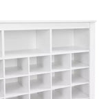 Meuble à chaussures rustique Whisen, porte-chaussures d'entrée avec console à 24 casiers et base incurvée