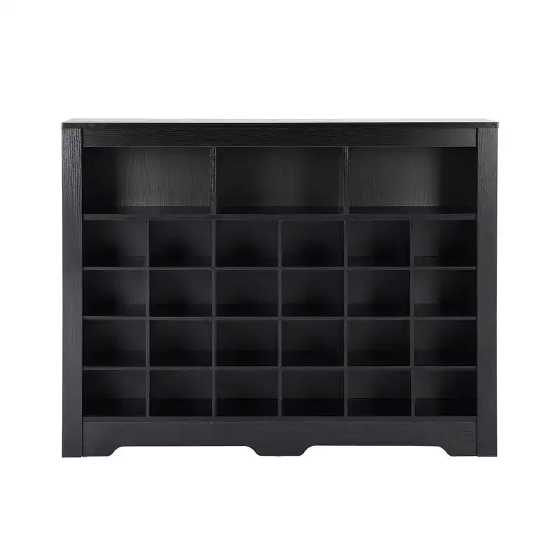 Meuble à chaussures rustique Whisen, porte-chaussures d'entrée avec console à 24 casiers et base incurvée