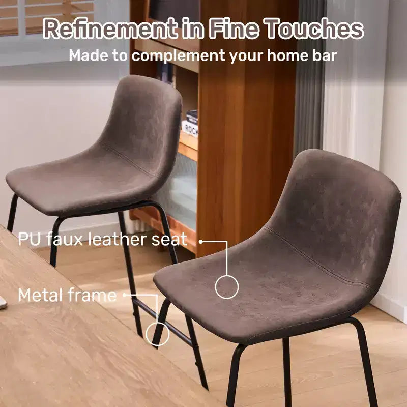 FERPIT Tabourets de bar à hauteur de comptoir en fausse fourrure de mouton, lot de 2, rembourrés avec repose-pieds, marron foncé, 24