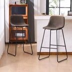 FERPIT Tabourets de bar à hauteur de comptoir en fausse fourrure de mouton, lot de 2, rembourrés avec repose-pieds, marron foncé, 24