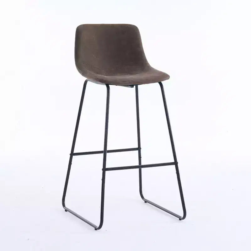 FERPIT Tabourets de bar à hauteur de comptoir en fausse fourrure de mouton, lot de 2, rembourrés avec repose-pieds, marron foncé, 24