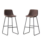 FERPIT Tabourets de bar à hauteur de comptoir en fausse fourrure de mouton, lot de 2, rembourrés avec repose-pieds, marron foncé, 24