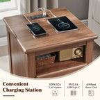 18 Table de chevet vintage avec station de charge, Table d'appoint avec 2 tiroirs pour chambre, salon