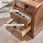 18 Table de chevet vintage avec station de charge, Table d'appoint avec 2 tiroirs pour chambre, salon