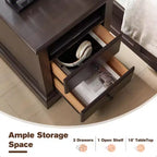 18 Table de chevet vintage avec station de charge, Table d'appoint avec 2 tiroirs pour chambre, salon