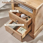 18 Table de chevet vintage avec station de charge, Table d'appoint avec 2 tiroirs pour chambre, salon