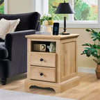 18 Table de chevet vintage avec station de charge, Table d'appoint avec 2 tiroirs pour chambre, salon