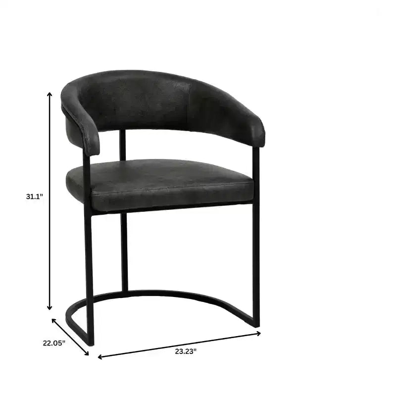 Lot de 4 chaises de salle à manger avec accoudoirs LeisureMod Aero Modern Curve Back, revêtement en cuir, assise confortable avec support rembourré pour salles à manger et cuisines