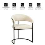 Lot de 4 chaises de salle à manger avec accoudoirs LeisureMod Aero Modern Curve Back, revêtement en cuir, assise confortable avec support rembourré pour salles à manger et cuisines
