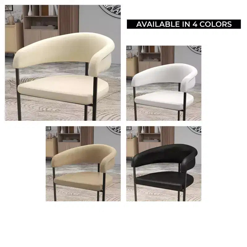 Lot de 4 chaises de salle à manger avec accoudoirs LeisureMod Aero Modern Curve Back, revêtement en cuir, assise confortable avec support rembourré pour salles à manger et cuisines