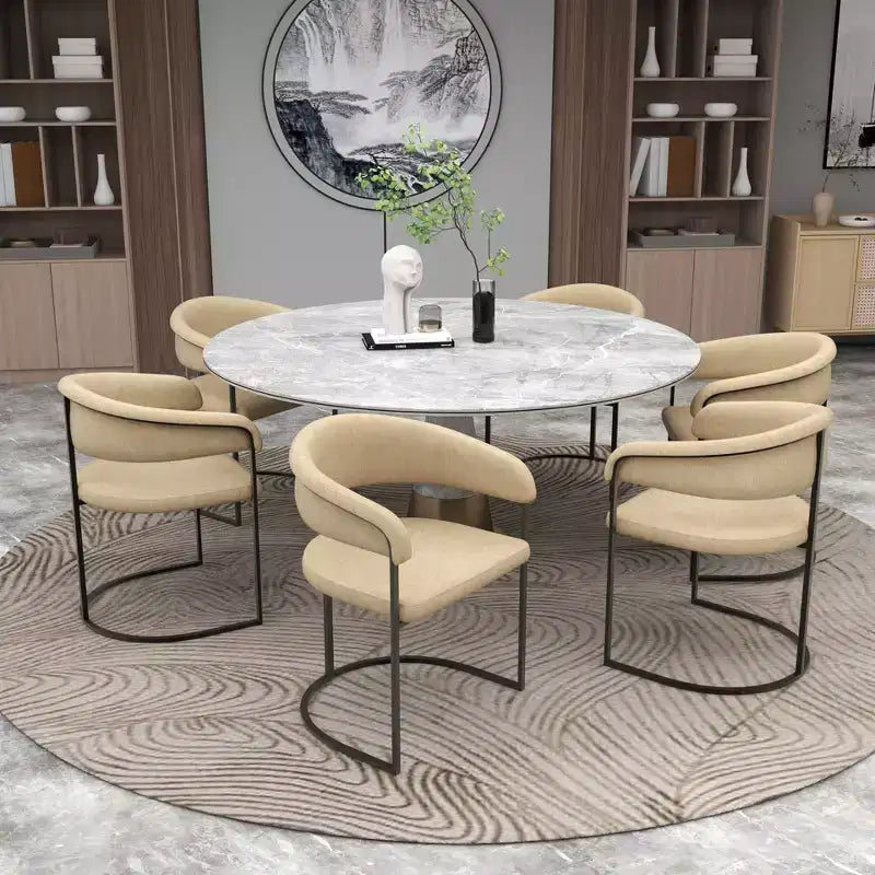 Lot de 4 chaises de salle à manger avec accoudoirs LeisureMod Aero Modern Curve Back, revêtement en cuir, assise confortable avec support rembourré pour salles à manger et cuisines