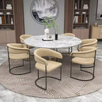Lot de 4 chaises de salle à manger avec accoudoirs LeisureMod Aero Modern Curve Back, revêtement en cuir, assise confortable avec support rembourré pour salles à manger et cuisines
