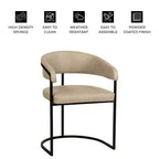 Lot de 4 chaises de salle à manger avec accoudoirs LeisureMod Aero Modern Curve Back, revêtement en cuir, assise confortable avec support rembourré pour salles à manger et cuisines