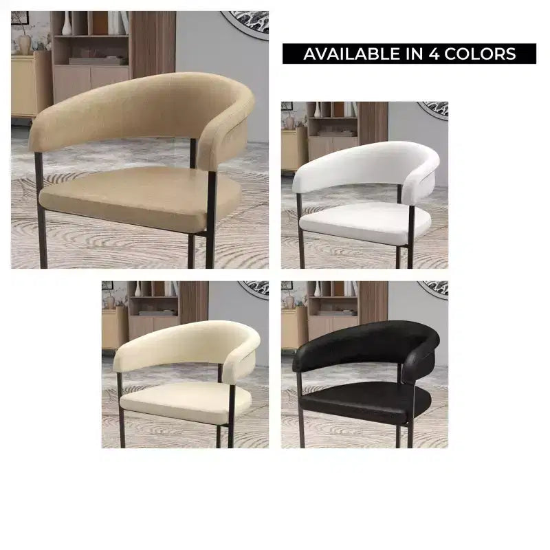 Lot de 4 chaises de salle à manger avec accoudoirs LeisureMod Aero Modern Curve Back, revêtement en cuir, assise confortable avec support rembourré pour salles à manger et cuisines