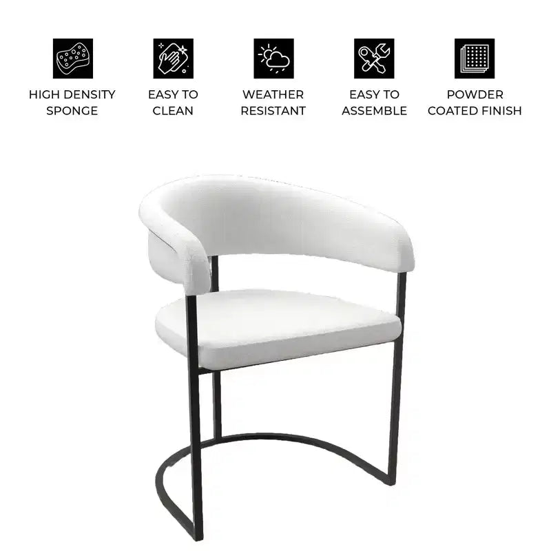 Lot de 4 chaises de salle à manger avec accoudoirs LeisureMod Aero Modern Curve Back, revêtement en cuir, assise confortable avec support rembourré pour salles à manger et cuisines