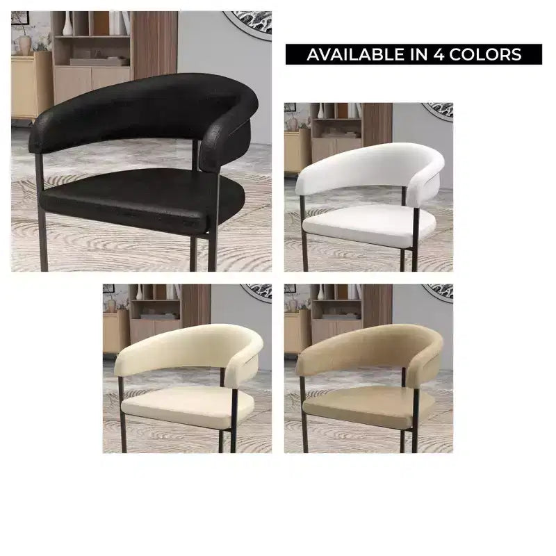 Lot de 4 chaises de salle à manger avec accoudoirs LeisureMod Aero Modern Curve Back, revêtement en cuir, assise confortable avec support rembourré pour salles à manger et cuisines