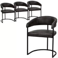 LeisureMod Aero Modern Curve Back Dining Arm Chair Set of 4, Leather Upholstery, Comfortable Seating with Padded Support for Dining Rooms and Kitchens