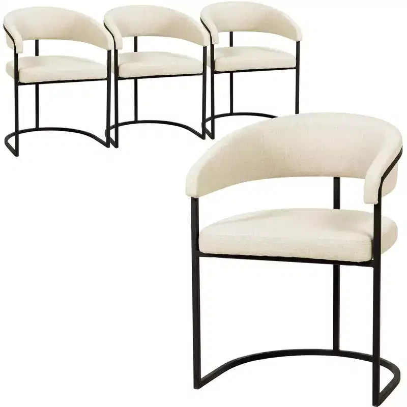 Lot de 4 chaises de salle à manger avec accoudoirs LeisureMod Aero Modern Curve Back, revêtement en cuir, assise confortable avec support rembourré pour salles à manger et cuisines