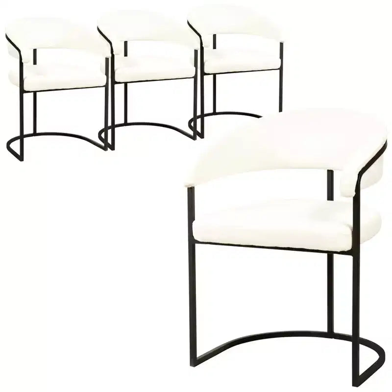 Lot de 4 chaises de salle à manger avec accoudoirs LeisureMod Aero Modern Curve Back, revêtement en cuir, assise confortable avec support rembourré pour salles à manger et cuisines