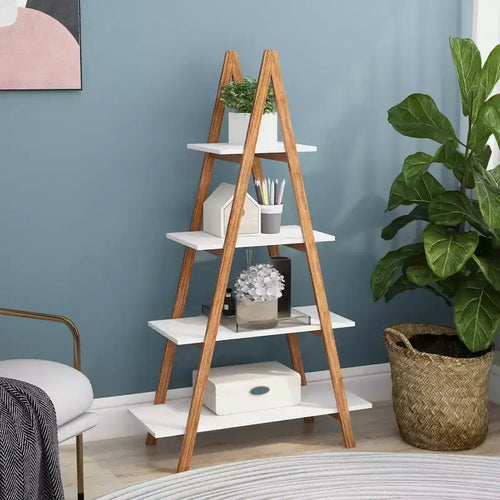 Bibliothèque à 4 étagères en bois de bambou en forme de A, hauteur 16,93 po, par AndMakers