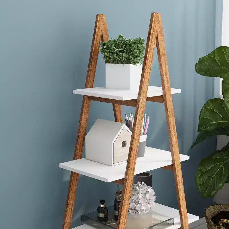 Bibliothèque à 4 étagères en bois de bambou en forme de A, hauteur 16,93 po, par AndMakers