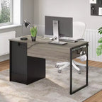Bureau d'ordinateur 122 cm avec tiroirs de classement et de rangement, bureau d'écriture avec tiroir à clavier, crochet pratique et compartiments ouverts