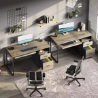 Bureau d'ordinateur 122 cm avec tiroirs de classement et de rangement, bureau d'écriture avec tiroir à clavier, crochet pratique et compartiments ouverts
