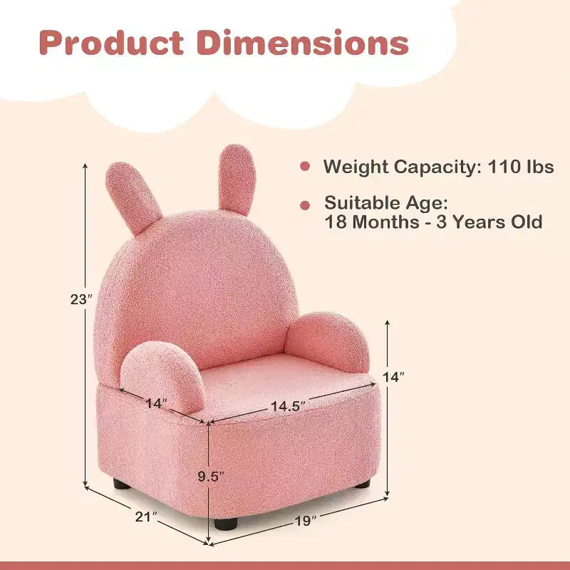 Costway Canapé pour enfants Fauteuil pour tout-petits avec structure en bois robuste Tissu en peluche