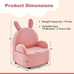 Costway Canapé pour enfants Fauteuil pour tout-petits avec structure en bois robuste Tissu en peluche