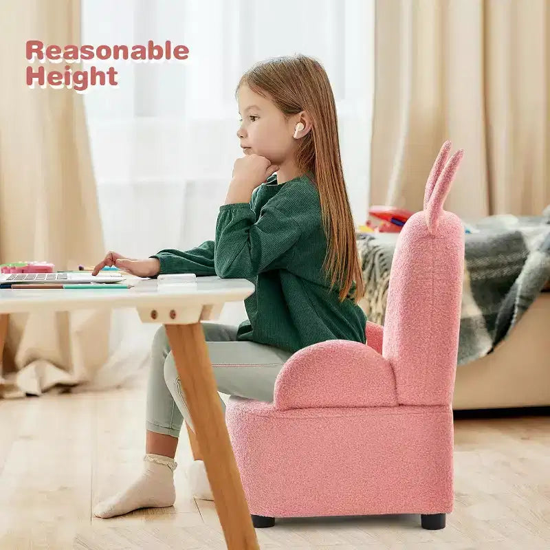 Costway Canapé pour enfants Fauteuil pour tout-petits avec structure en bois robuste Tissu en peluche