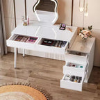 Bureau d'ordinateur moderne laqué, bureau réversible avec tiroirs de rangement