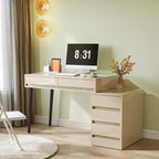 Bureau d'ordinateur moderne laqué, bureau réversible avec tiroirs de rangement