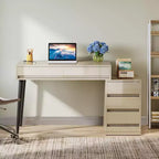 Bureau d'ordinateur moderne laqué, bureau réversible avec tiroirs de rangement