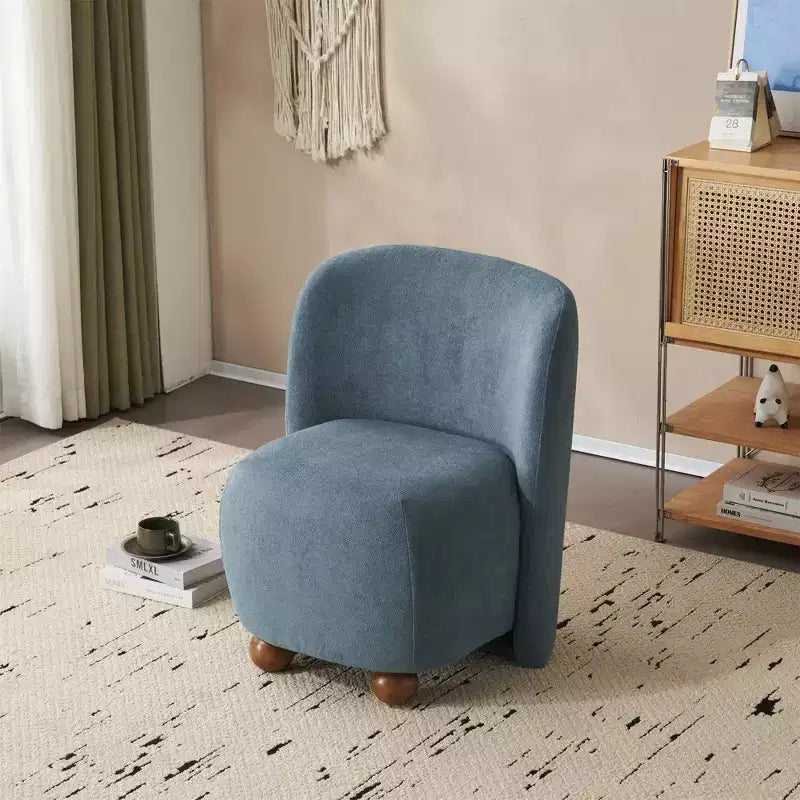 Fauteuil d'appoint moderne ultra-doux à dossier bas et sans accoudoirs, avec revêtement doux pour la peau et pieds ronds en pin exquis - ModernLuxe