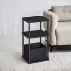 Table de chevet avec 3 étagères de rangement, panier en tissu pour chambre à coucher, salon, noyer ébène