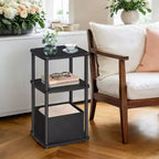 Table de chevet avec 3 étagères de rangement, panier en tissu pour chambre à coucher, salon, noyer ébène