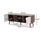 Meuble TV en bois GDFStudio Zapara 47,25 po avec 2 armoires, noyer et blanc