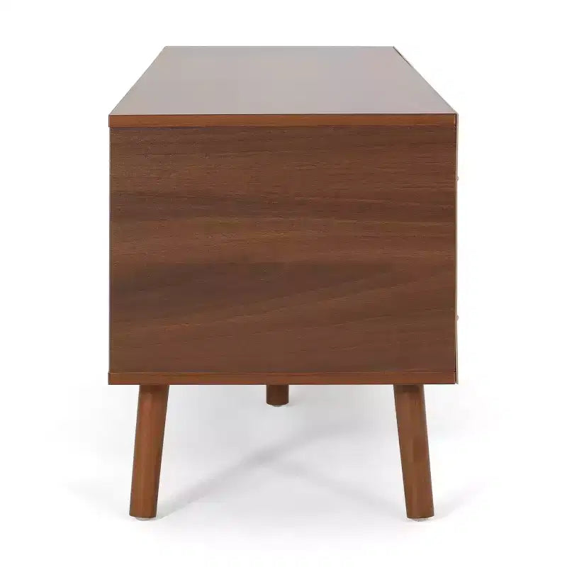 Meuble TV en bois GDFStudio Zapara 47,25 po avec 2 armoires, noyer et blanc