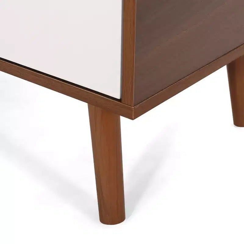 Meuble TV en bois GDFStudio Zapara 47,25 po avec 2 armoires, noyer et blanc
