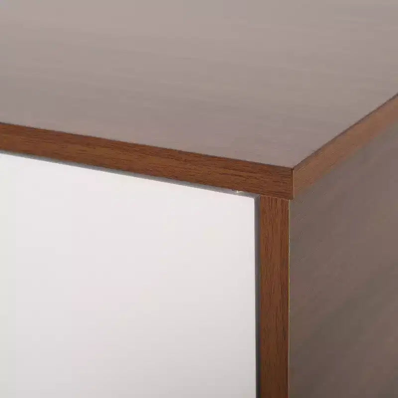 Meuble TV en bois GDFStudio Zapara 47,25 po avec 2 armoires, noyer et blanc