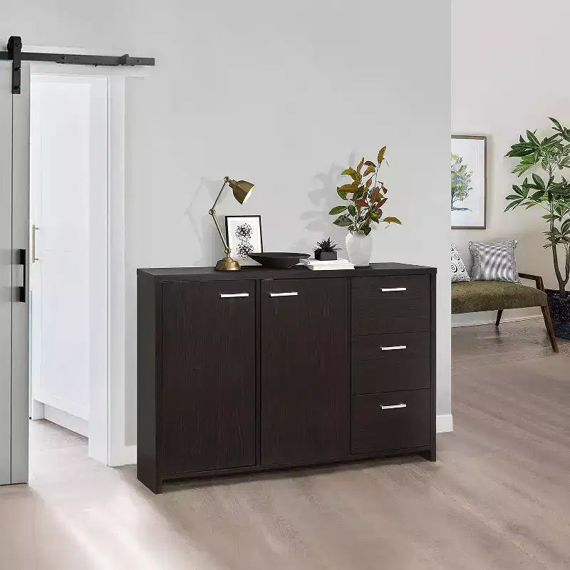 Kings Brand Furniture - Buffet de rangement pour cuisine, salle à manger, entrée, chêne chocolat