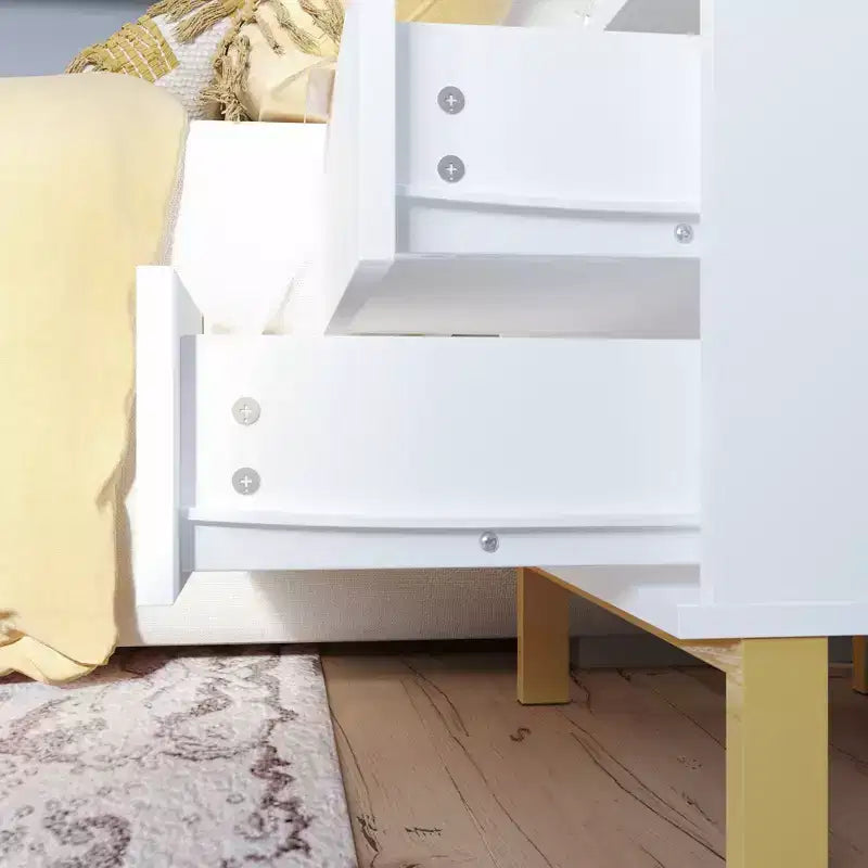 Table de chevet Hitow moderne avec deux tiroirs, finition bois