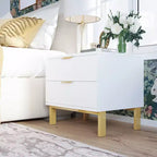 Table de chevet Hitow moderne avec deux tiroirs, finition bois