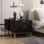 Table de chevet Hitow moderne avec deux tiroirs, finition bois