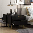 Table de chevet Hitow moderne avec deux tiroirs, finition bois